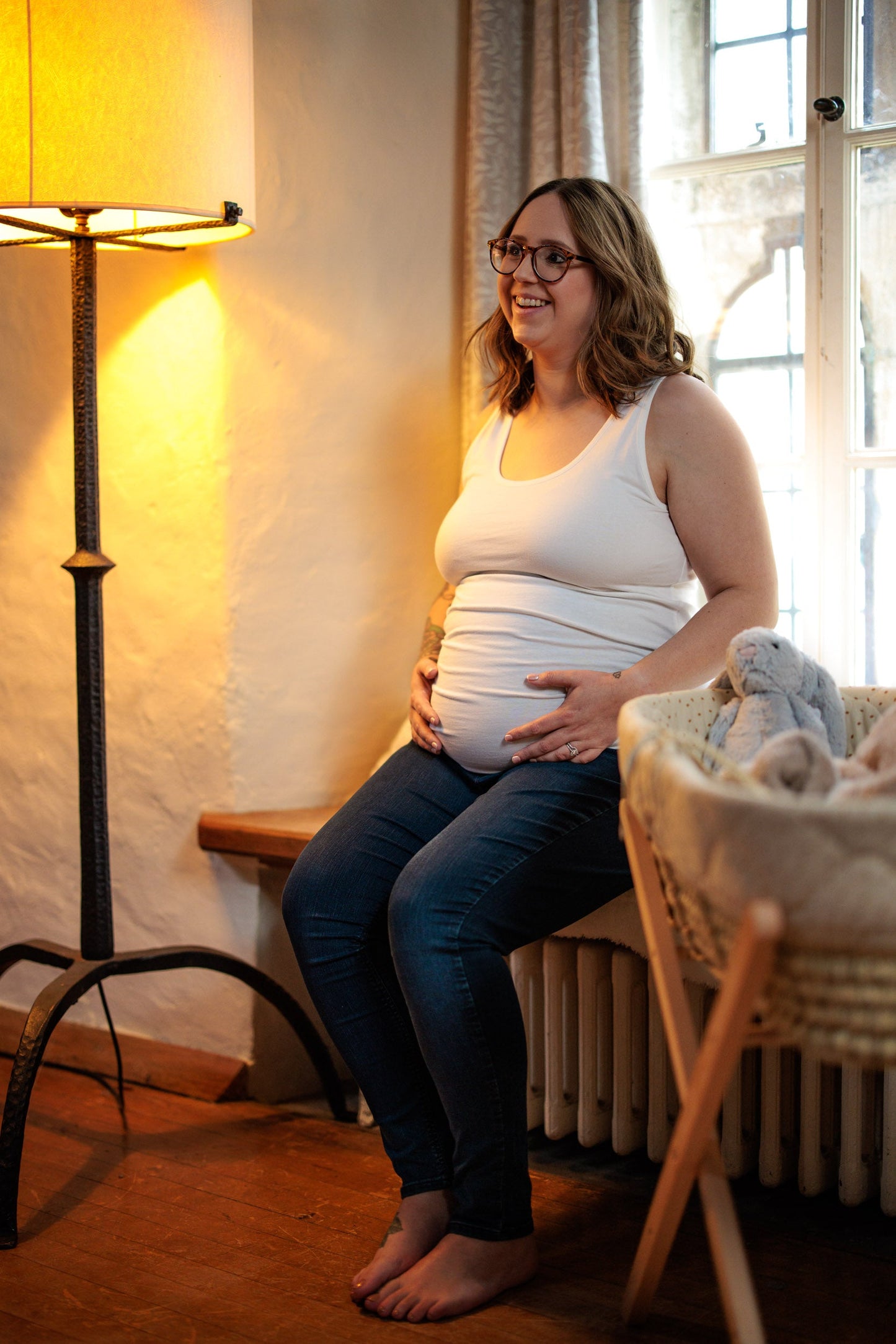 Maternity Vest Top in White Organic Cotton for pregnancy