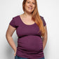 Maternity shirt sleeved t-shirt in Plum Purple Organic Cotton for pregnancy