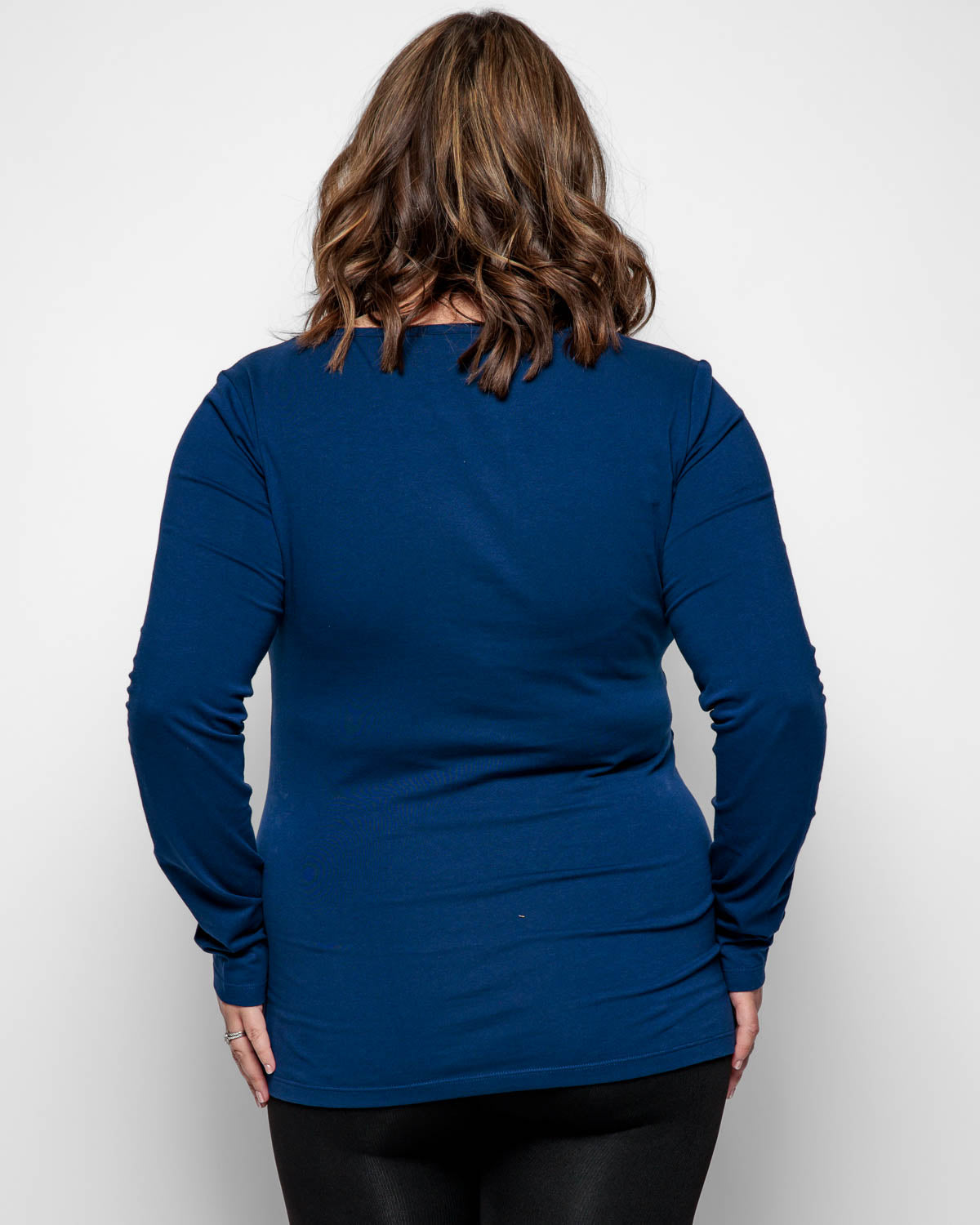 Maternity Long Sleeve Top in Navy Blue Organic Cotton for pregnancy