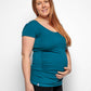 Maternity shirt sleeved t-shirt in Teal Organic Cotton for pregnancy