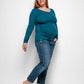 Maternity Long Sleeve Top in Teal Organic Cotton for pregnancy