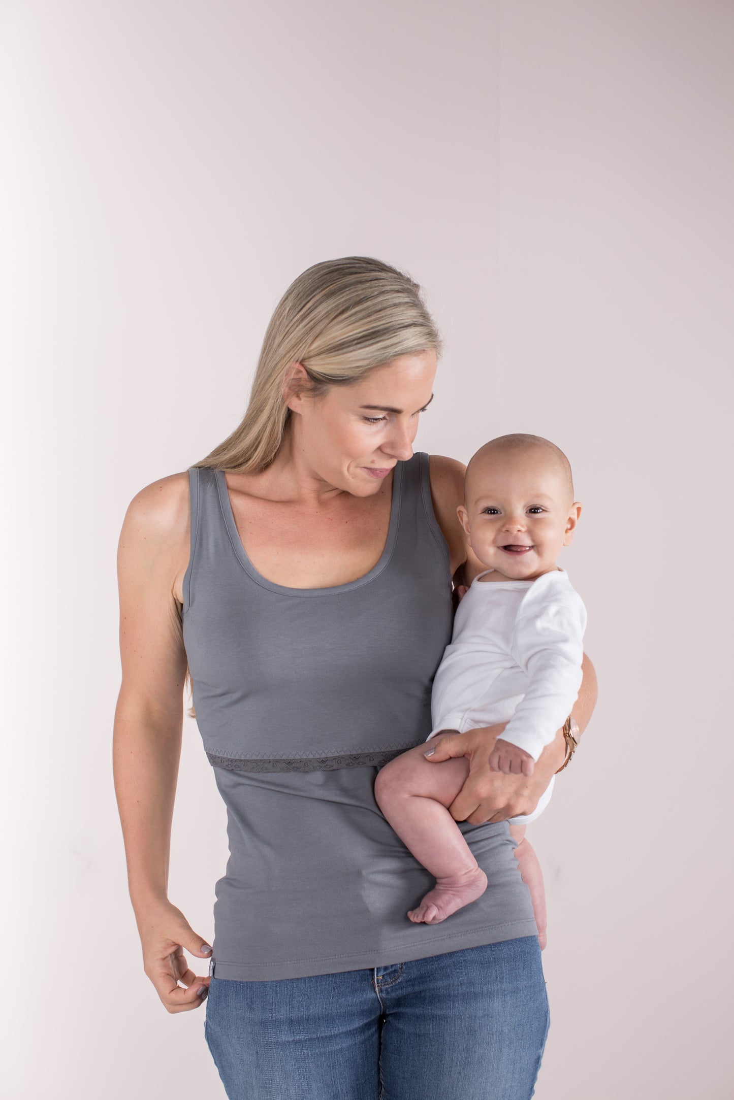 Organic Breastfeeding Vest in Storm Grey