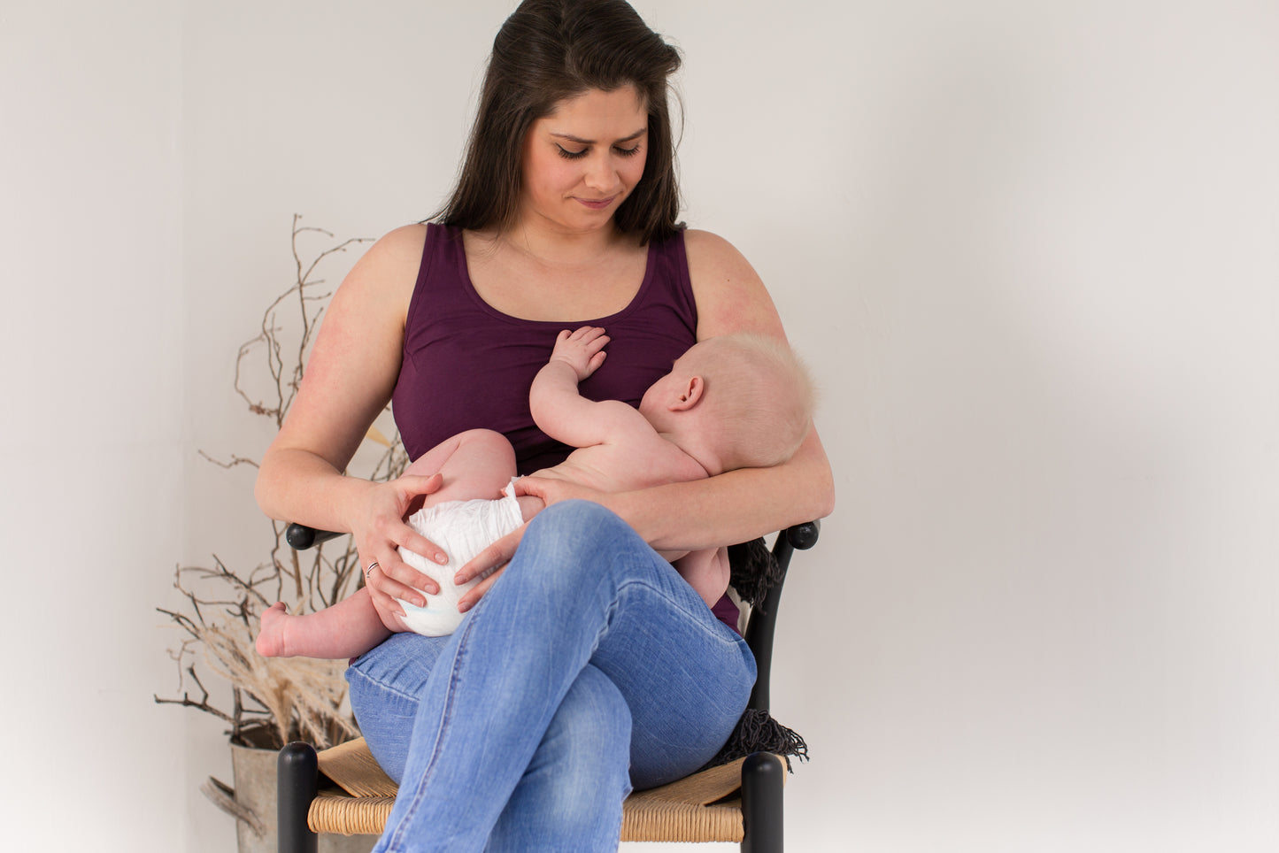 Organic Breastfeeding Vest in Plum