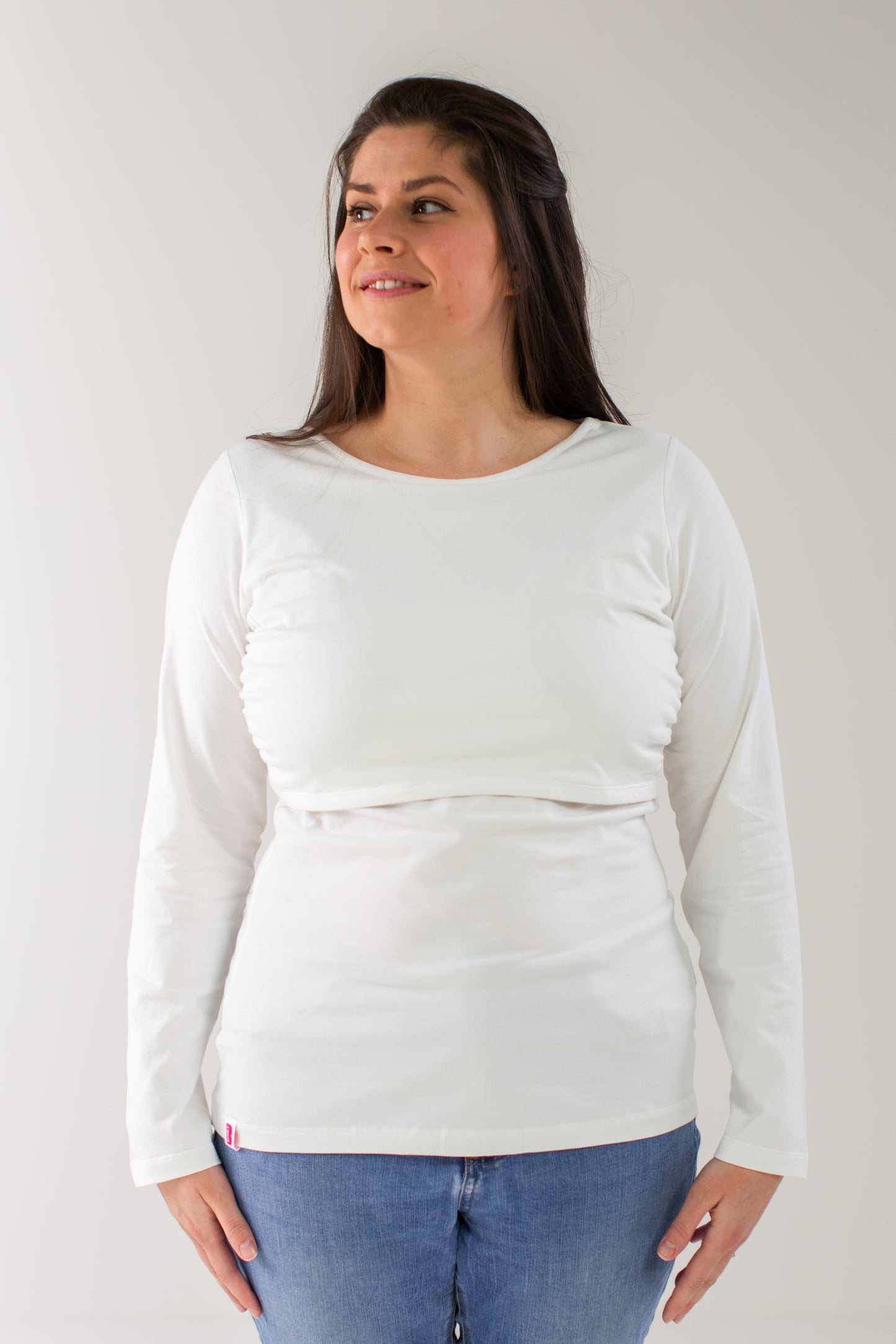 Organic Long Sleeves Breastfeeding Top in White