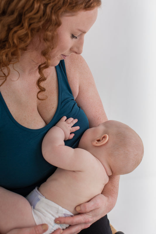 Organic Breastfeeding Vest in Tidal Teal