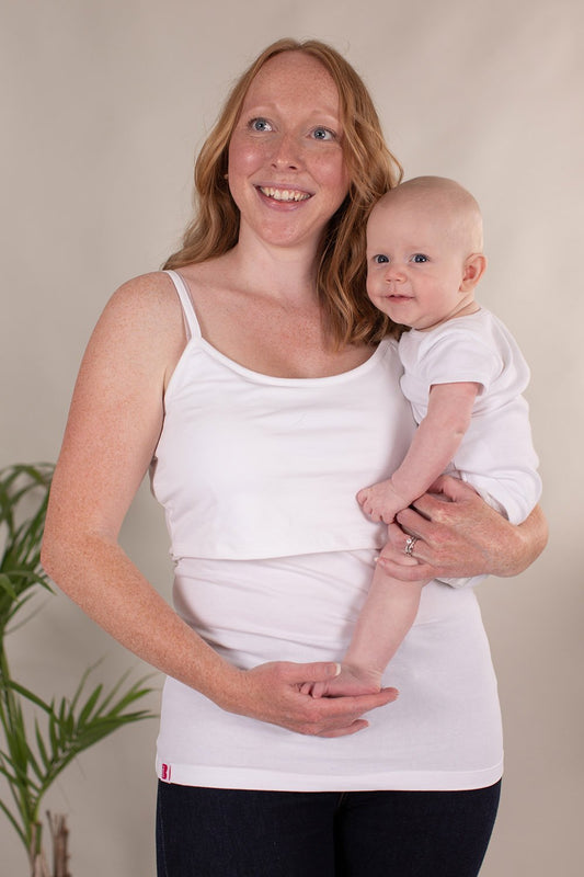 Organic Breastfeeding Strappy Vest in White