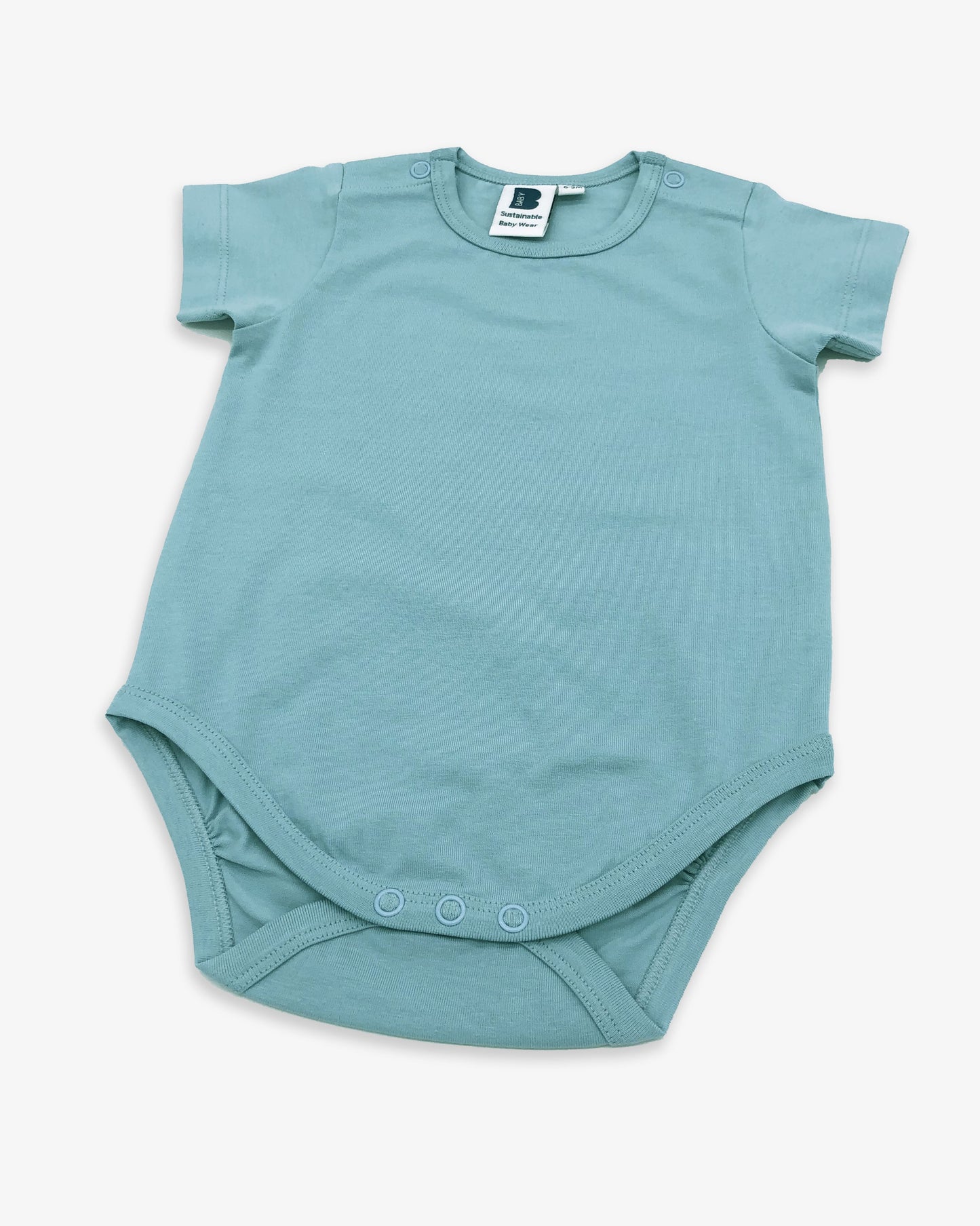 Organic Short Sleeve Bodysuit in Aquamarine