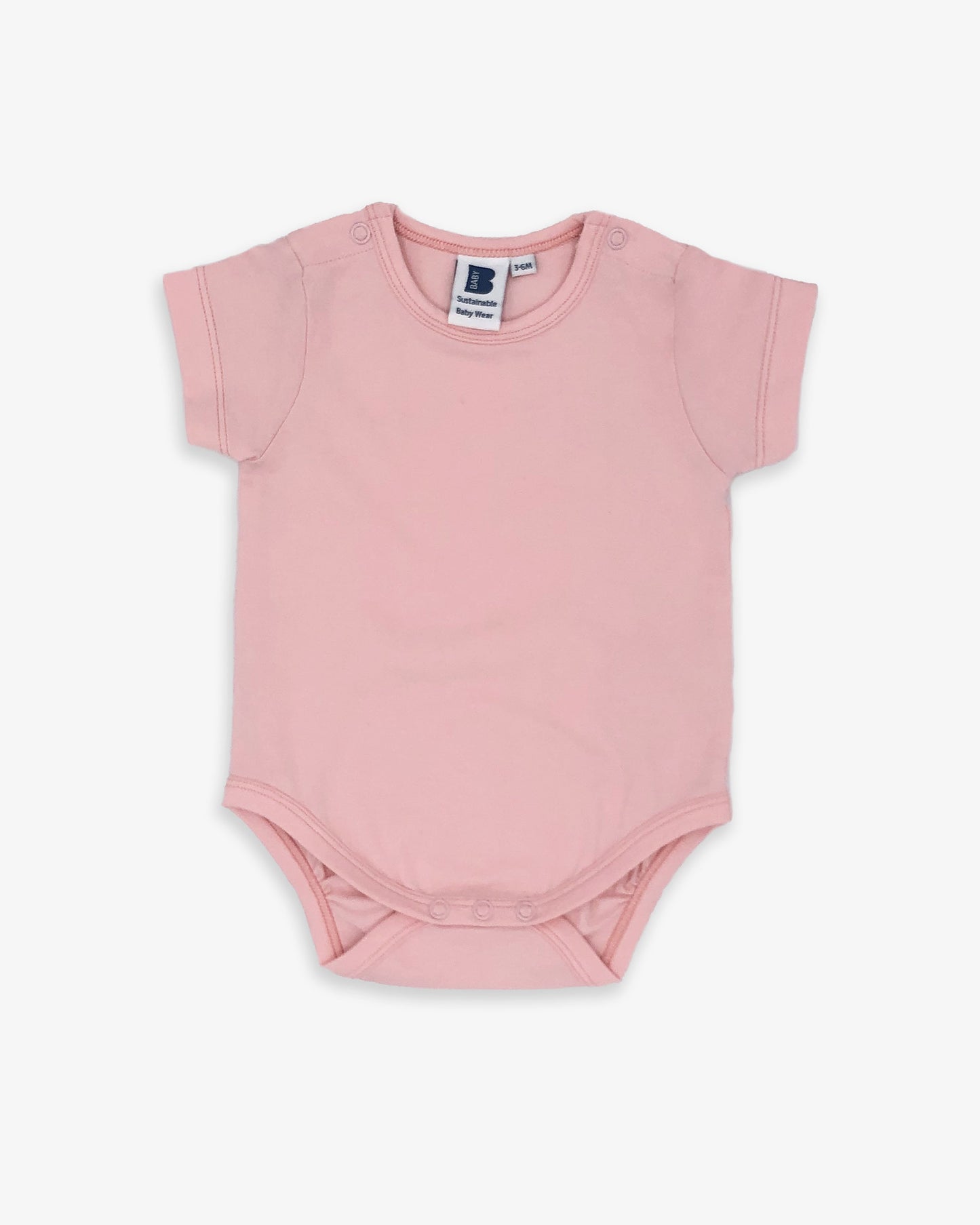 Organic Short Sleeve Bodysuit in Seashell Pink