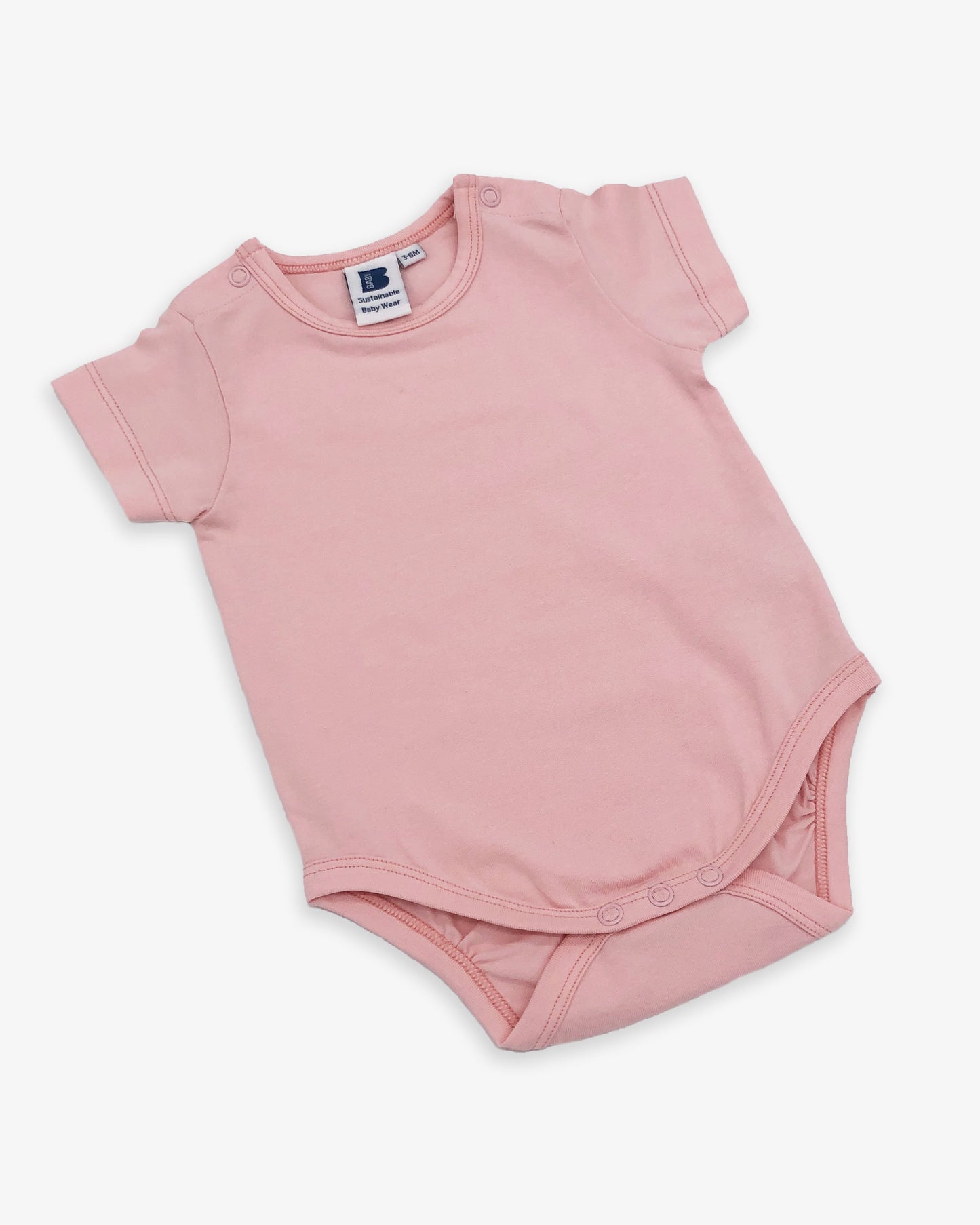 Organic Short Sleeve Bodysuit in Seashell Pink