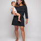 Nursing and Maternity Dress in Black Recycled Cotton