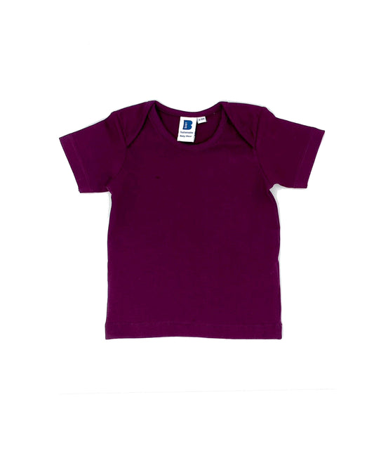 Kurzärmliges T-Shirt für Babys aus pflaumenblauer Bio-Baumwolle