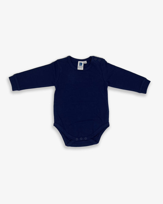Babybody mit langen Ärmeln aus marineblauer Bio-Baumwolle